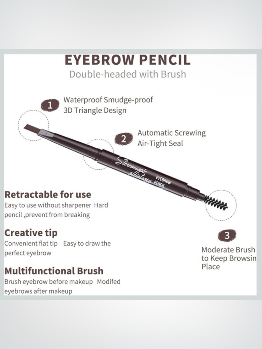 Light Brown Dual-Ended Eyebrow Pencil - Light Brown - Picture 3 of 9